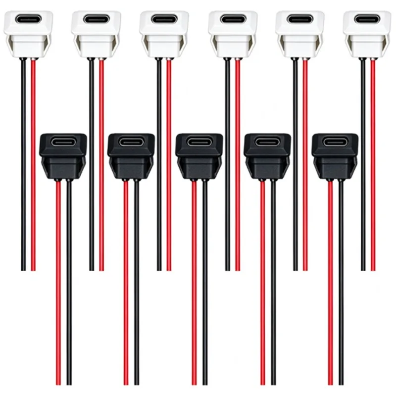 Type-C Female Chassis Connector USB C Female Chassis 2Pin 3V Direct Crimp Jack Female Charging Port Waterproof Extension Power