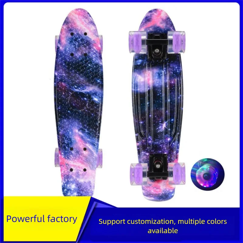

22Inch Water Transfer Fish Skateboard Single Kick FourWheelsPlasticCruiserSkateboard Portable Mini Skateboard For Outdoor Sport