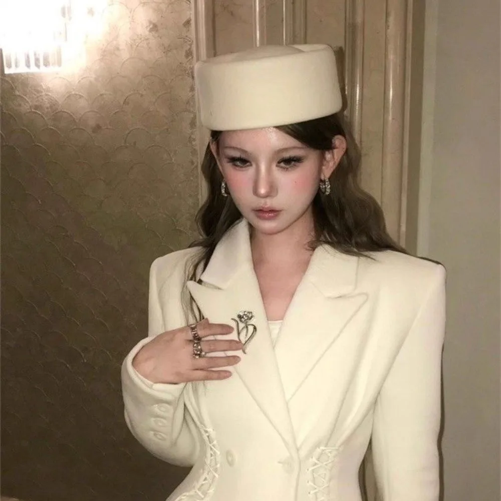 

Модный формальный цилиндр с твердым куполом, искусственная шерсть, шляпы-федоры, очаровательная универсальная зимняя шляпа для выступлений на сцене