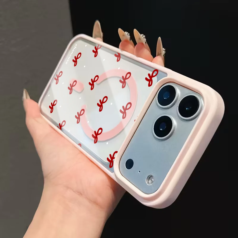 Niedliche Schleifenmädchen Transparente Hülle für Magsafe iPhone 15 Pro Max 17 16 15 14 11 13 12 Pro Max Plus Hüllen Magnetisches Kabelloses Laden Fundas – Detail 13