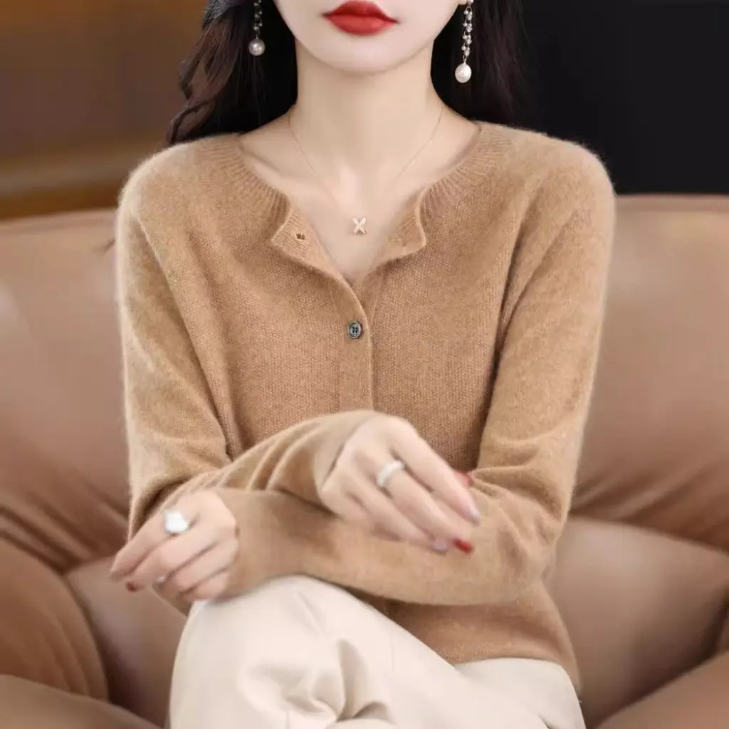 

Women's 100% Wool Cardigans round Neck Loose Fit Cashmere Tops 24 Styles of Ready-To-Wear Outwear Fashion Design