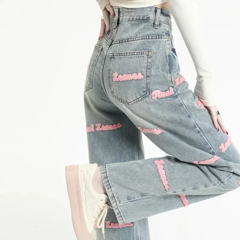 Hoch taillierte gerade Jeans für Frauen baggy blaue Jeans hose Vintage Streetwear Sommer hose y2k Frühling Outfits Frauen