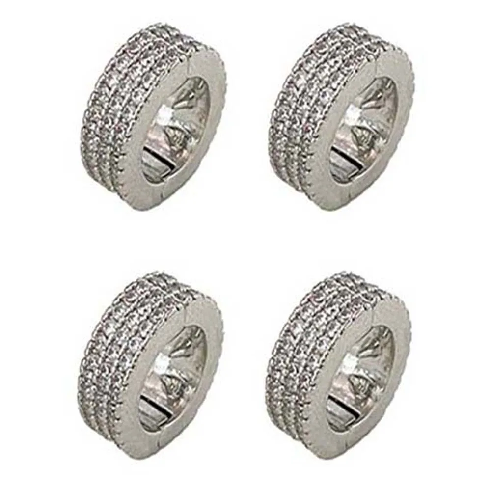 

2/4/6pcs/set Y2K Hair Braid Tubes Hollow Out Metal Clips Silver Round Hairclasp Shiny Headwear Dreadlocks Beads Women