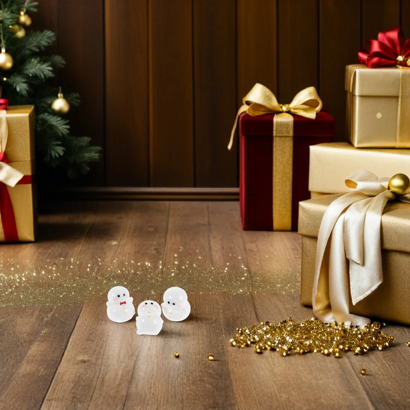 

18Pcs Snowman Desk Decor Mini Resin Winter Tiny Statues for Christmas Fairy Garden Micro Landscape Accessories