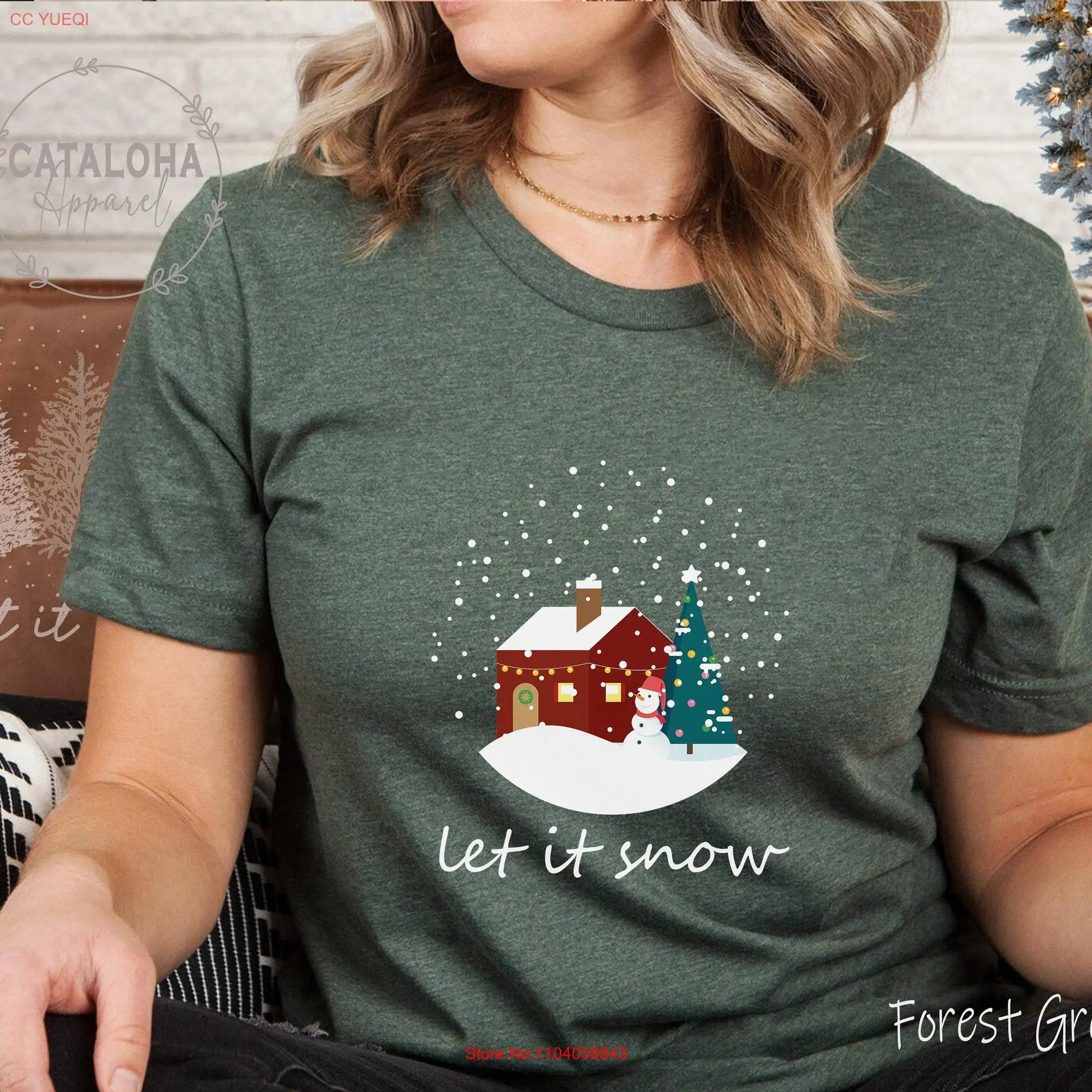 Let it snow shirt Family Christmas T Snowy gift for sweater Snowflake long or short sleeves