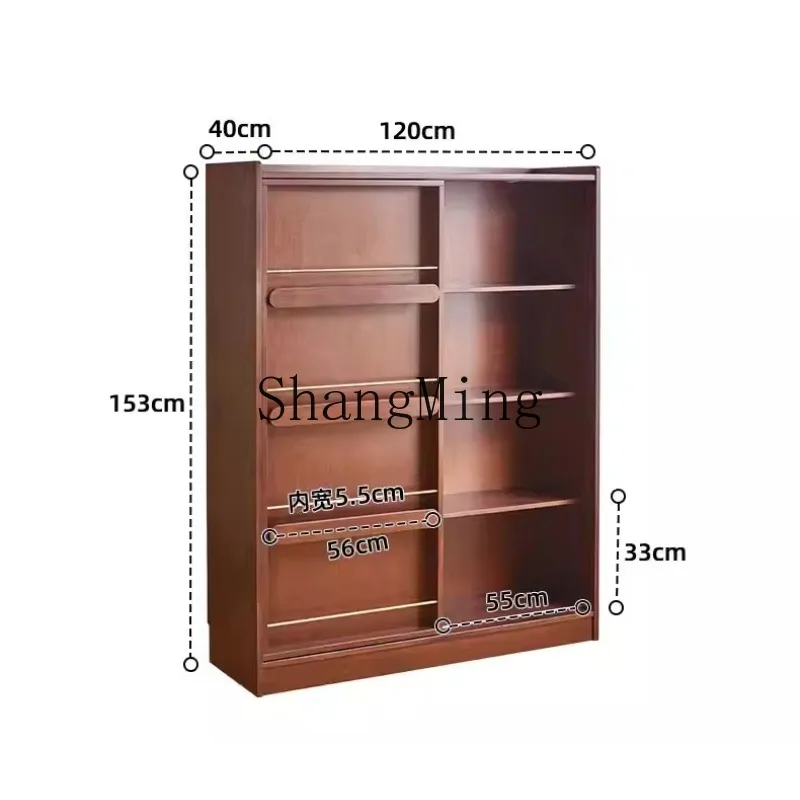 

ZHB Jiayi solid wood bookshelf floor-to-ceiling children's multi-layer picture book shelf against the wall sliding door