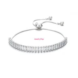 Noble 925 Sterling Silver Bracelet Butterfly Zircon Crystal Adjustable Bracelet for Women Wedding Party Gift Jewelry
