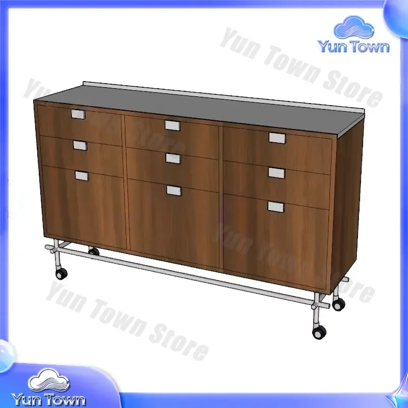 Medieval Minimalist Side Cabinet for Modern Home Decor Chest Cabinet Storage Cabinet Nordic Teak Color Locker Stainless Steel