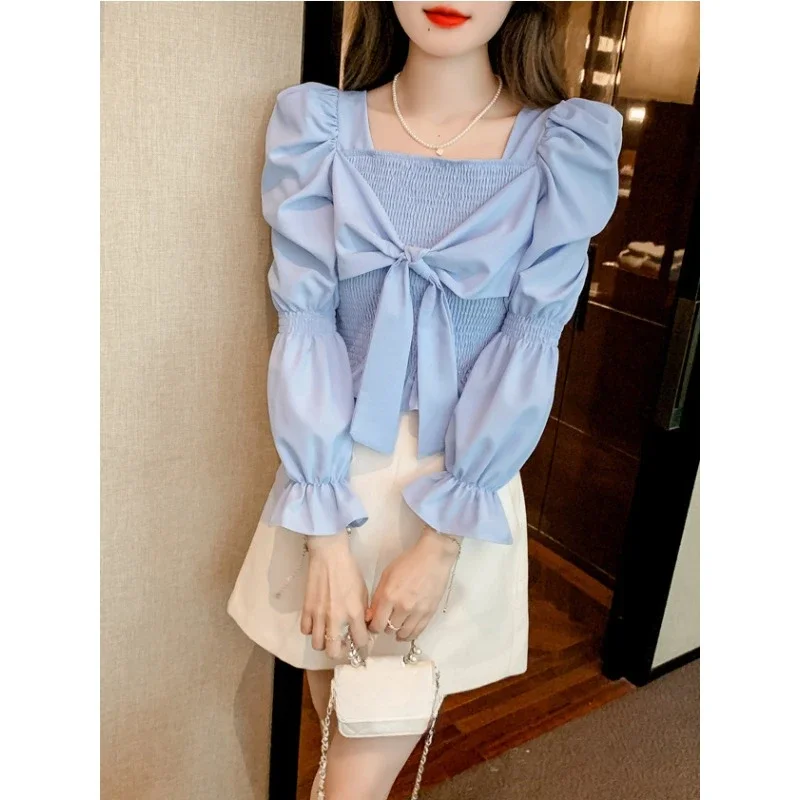 French Bow Chiffon Shirt Women's Long Sleeve New Sweet Temperament Design Sense Niche Chic Shirt