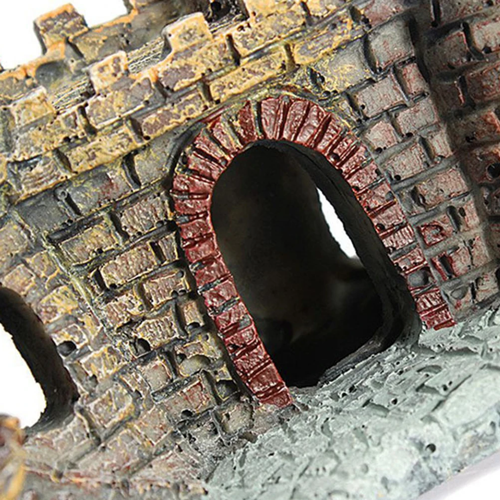 

Aquarium Castle Decor Realistic Landscaping Ornament Durable Fish Tank Decoration Non Fading Safe Smooth Surface Pet Supplies