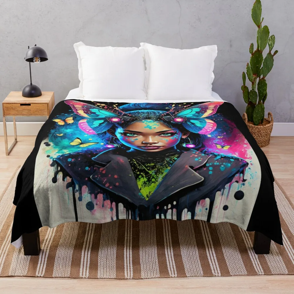 

Sweet Little Butterfly Techno Dreams Throw Blanket Thins Softest Decorative Sofa cosplay anime Blankets