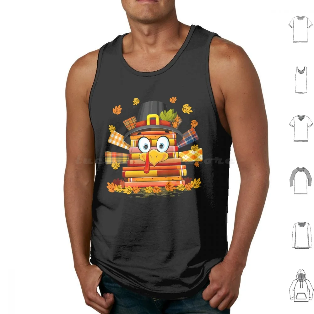 Librarian Book Reader Funny Turkey Thanksgiving Tank Tops Print Cotton Christmas Xmas Funny Christmas Funny Xmas Christmas
