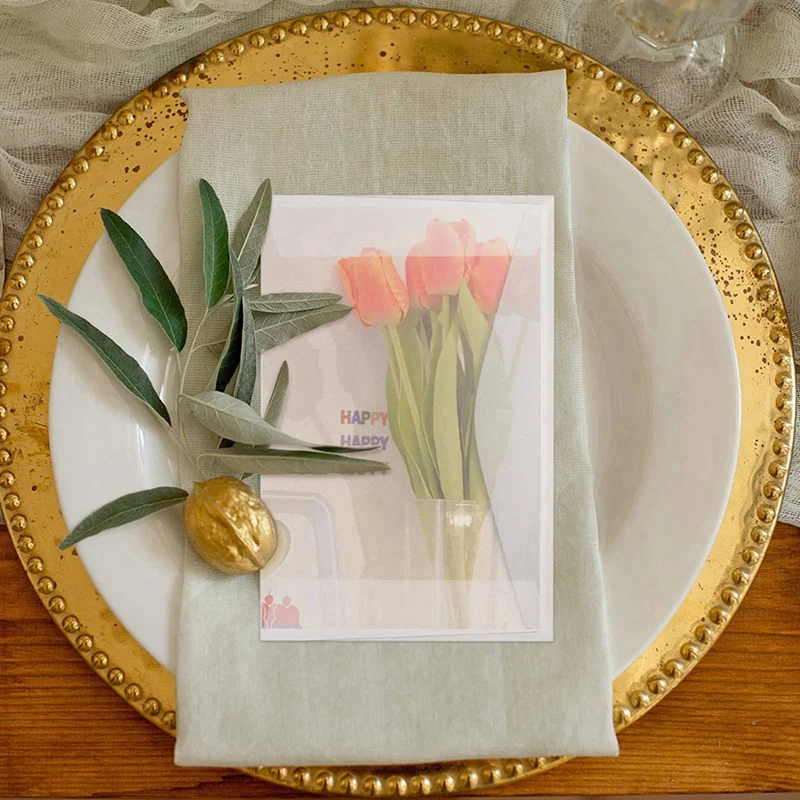 100PCS Blank Envelope Translucent Paper Envelopes Set Letter Vintage Wedding Invitation Envelopes For Cards