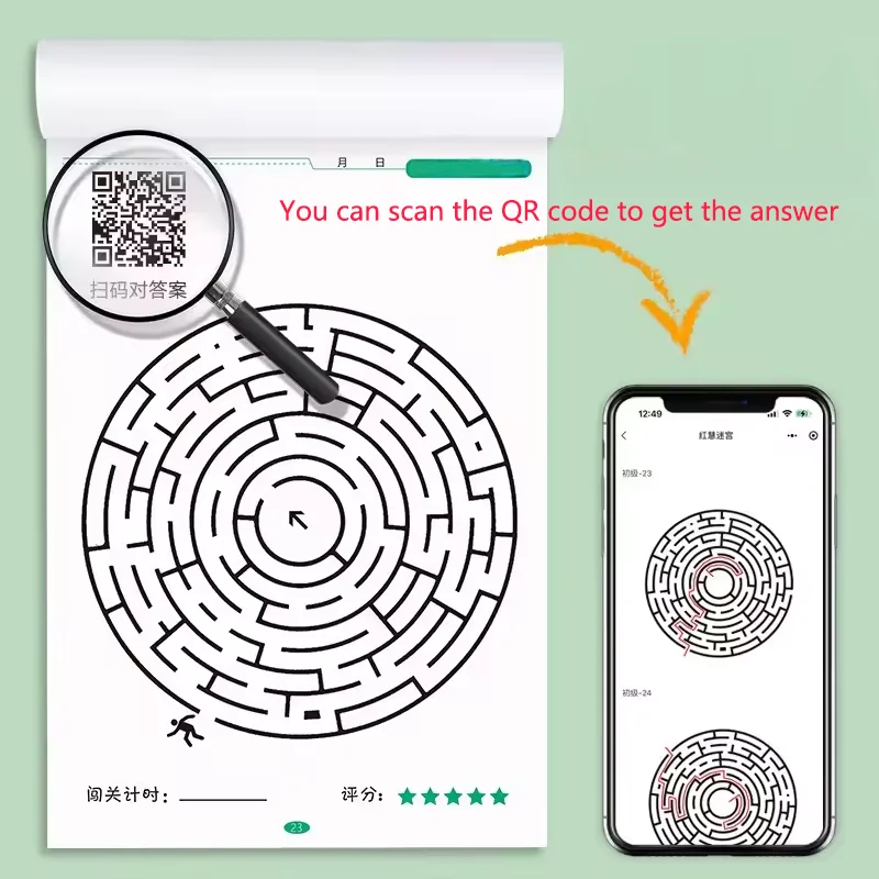 64 maze challenge game book student concentration training intelligence development puzzle children spatial thinking maze game