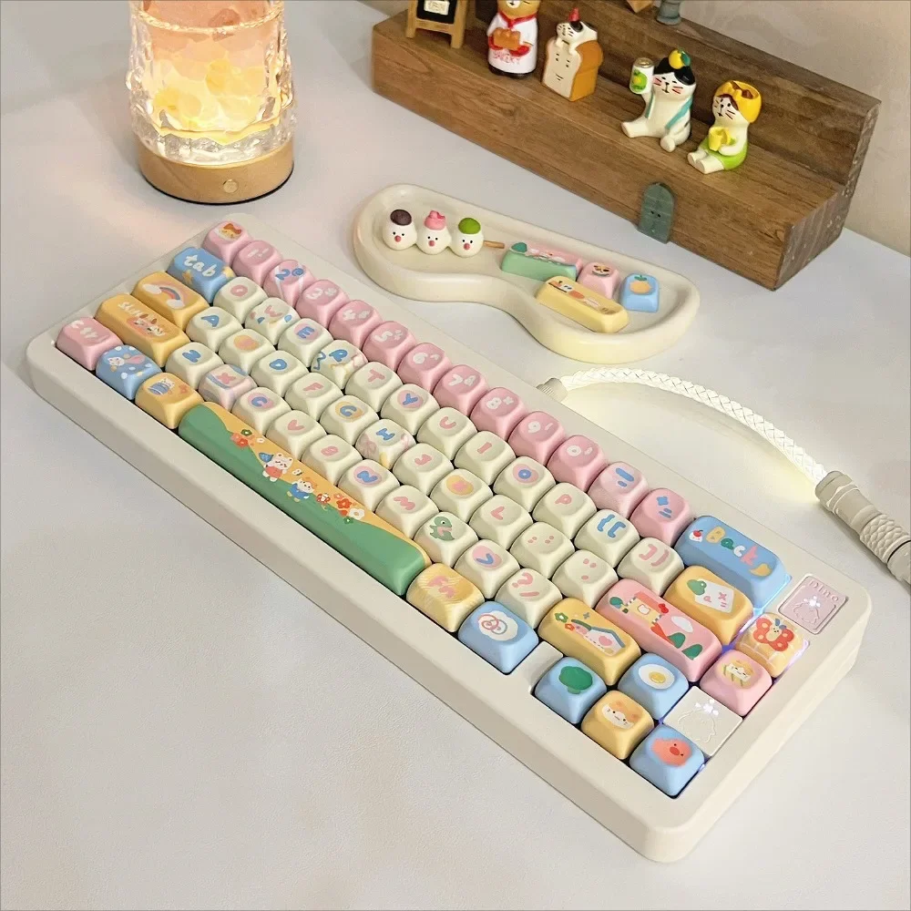 133 key EOA keycap, Mengmeng Kindergarten PBT for GMK67 GMK87 61/64/68/84/75/87 key gaming mechanical keyboard