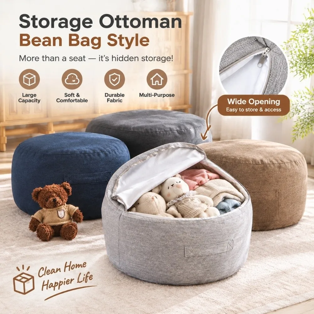 Large Capacity Round Seat Cushion Cover Large Opening Multi Color Unstuffed Cushion Cover Polyester Fiber Sofa Stool Cover