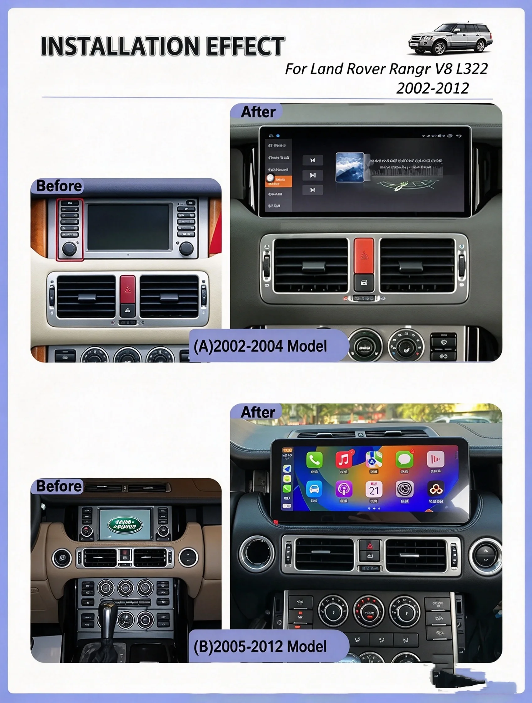 For Land Rover Range Rover V8 L322 2005-2012 CarPlay Android Touch Screen Car Multimedia Video Player GPS Navigation Head Unit