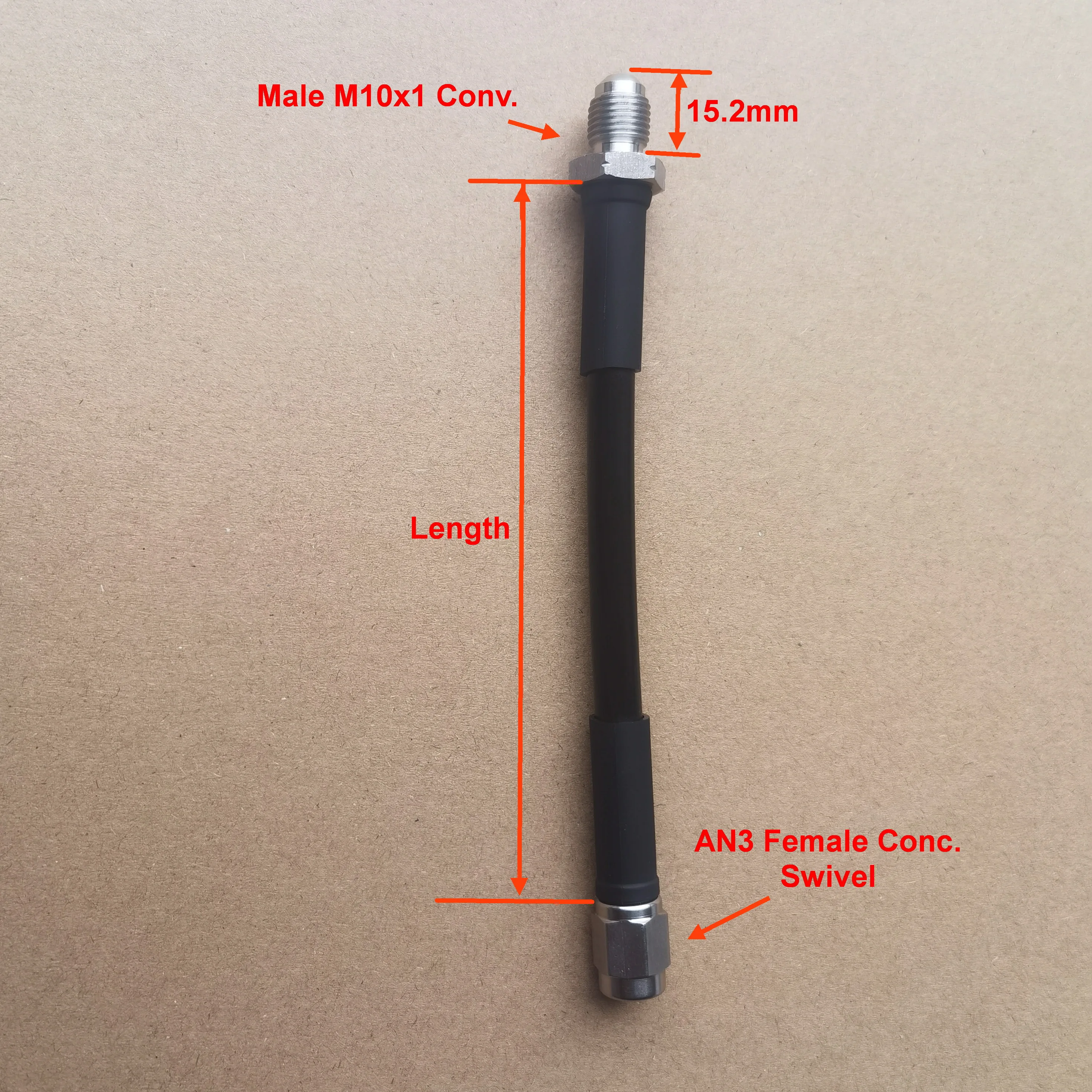 Stainless Braided Brake Line Hose Male M10x1 Conv and AN3 Female Conc.