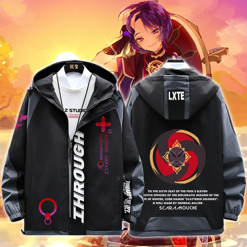 

Genshin Impact Kunikuzushi Scaramouche куртка унисекс толстовка на молнии модная Крутая толстовка с капюшоном Топ косплей костюм подарок