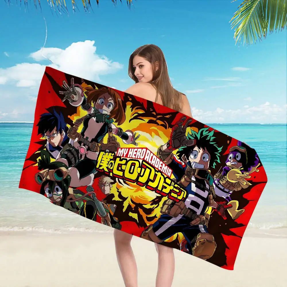 Anime M-My H-Hero A-Academia Beach Towel Colorful Bath Towels for Girl Microfiber Quick Dry Custom Sand Free Beach Yoga