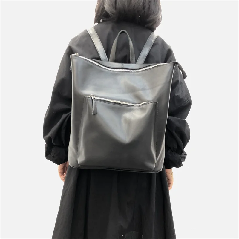 Natural Genuine Leather Women Backpack Rucksack Travel Shoulder Bag Luxury School Large Capacity Fashion Daypack Ladies Bagpack