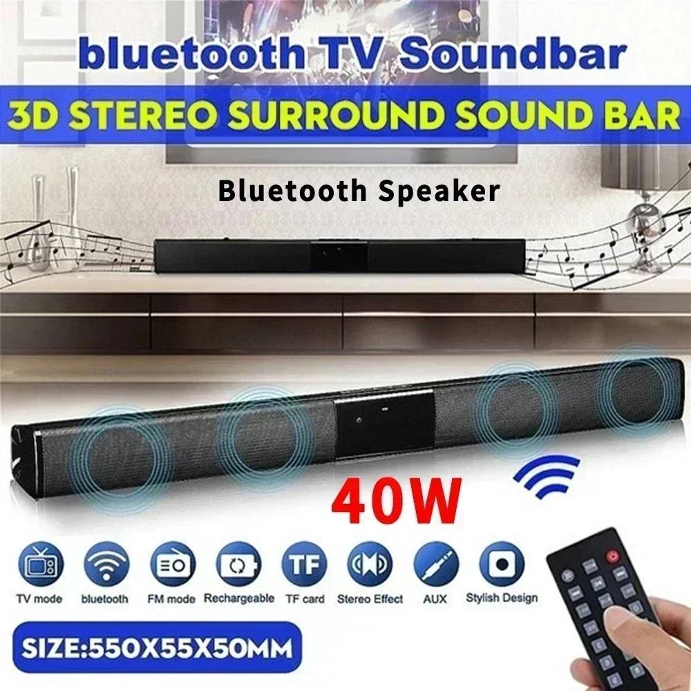 Home Speakers, Bluetooth , Stereo Bar Surround Sound Remote Cinema, with Remote Control, Support for