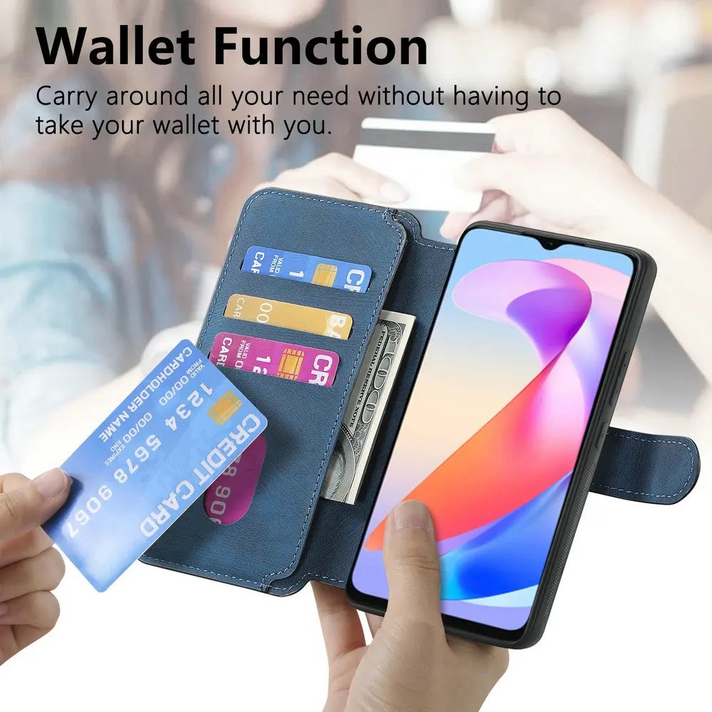Luksusowe etui 2w1 ze skóry z ochroną RFID 360 stopni do Motorola Moto G86 Power G87 G57 G56 5G, Capa Moto G06 G67 86 G66J, magnetyczne etui na karty — zdjęcie produktu 3