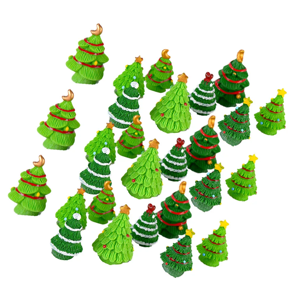

40pcs Christmas Tree Microlandscape Craft Resin Ornament Desktop Decor Home Garden Holiday Accessories Party Decoration