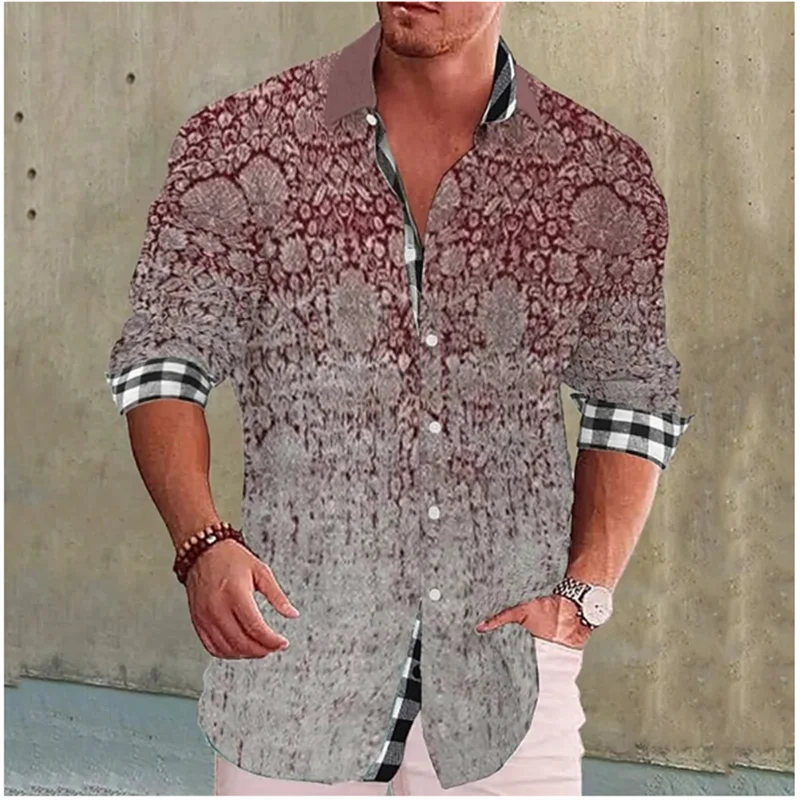 Advanced Fashion Men\'s Shirt Parrot 3D Printing Single Breasted Lapel Shirt  Street Long Sleeve Clothes Designer Casual T-shirt