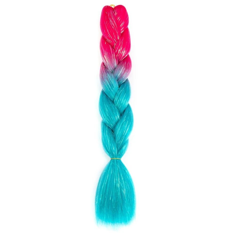 Synthetische Ombre 24Inch Glitter Jumbo Vlechten Extensions Sparkle Regenboog Gekleurde Vlechten Haar Voor Vrouwen Groothandel Diy Kapsel