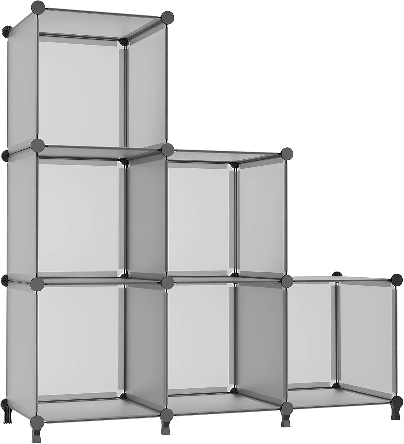 

6-Pack Stackable Plastic Storage Cubes, Grey Closet Organizer Shelves for Bedroom, Home, DIY Bookshelf