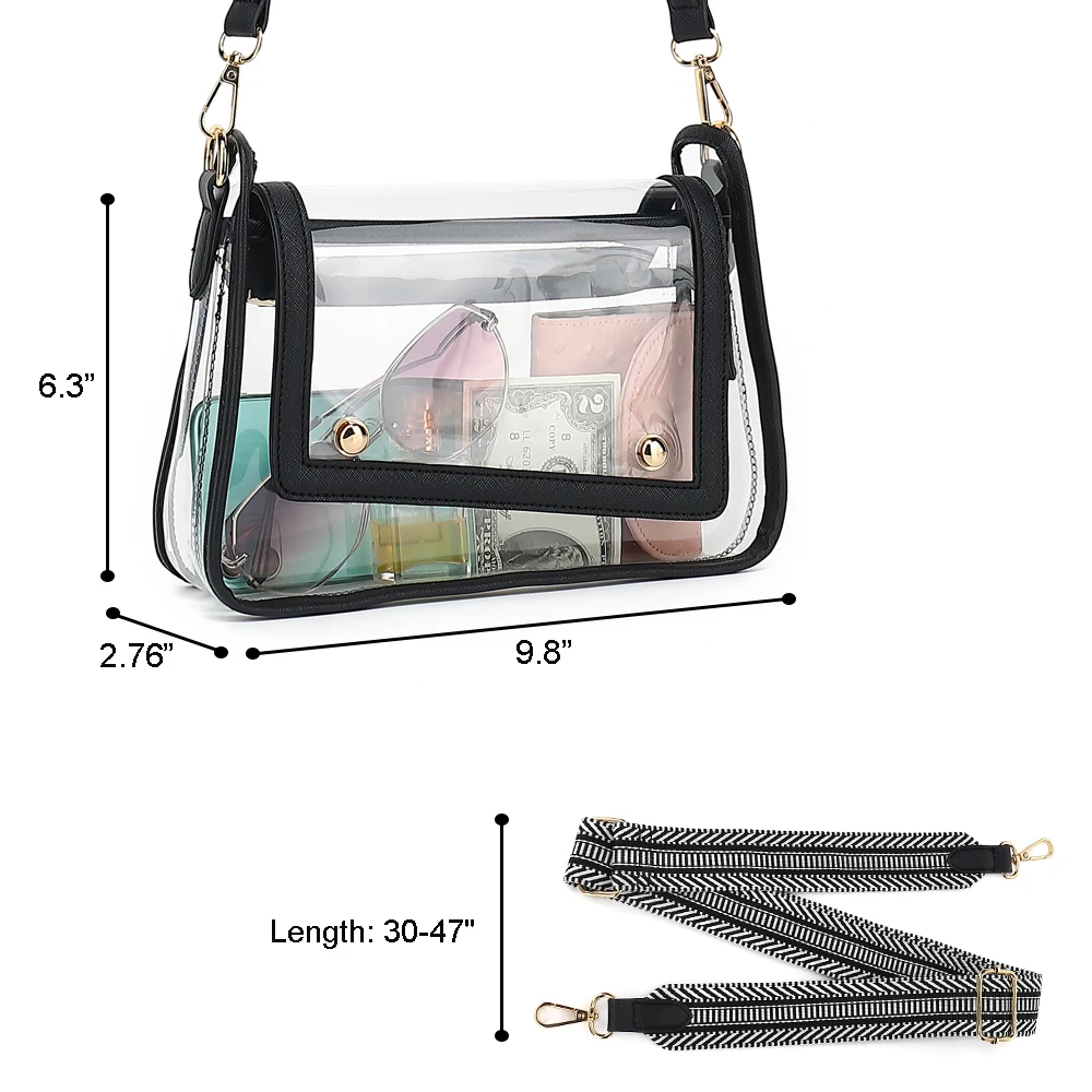 Clear Satchel Bag Purse Stadium Approved for Women, Small Clear Crossbody Bag Fashion, Cute See Through Clutch Mini Shoulder Bag