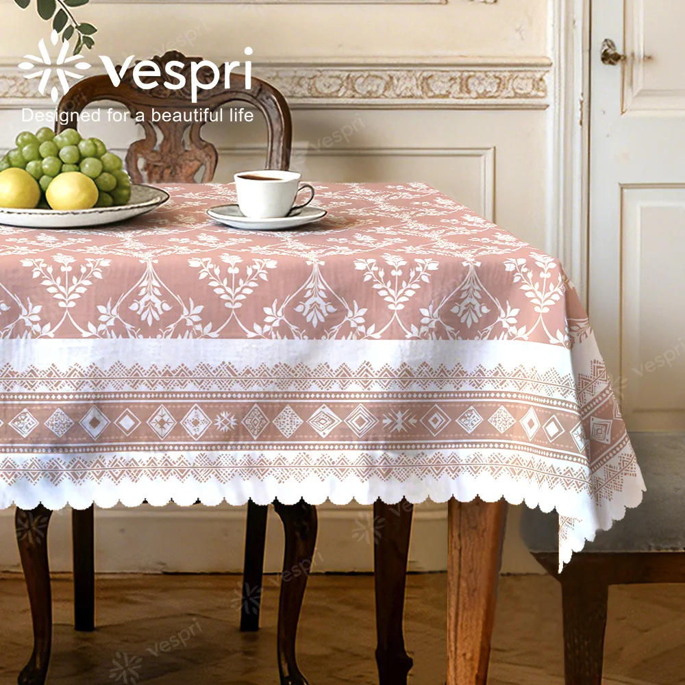 Vespri Spring, wood-grain, marble tablecloth, pink, white decorations, patterns