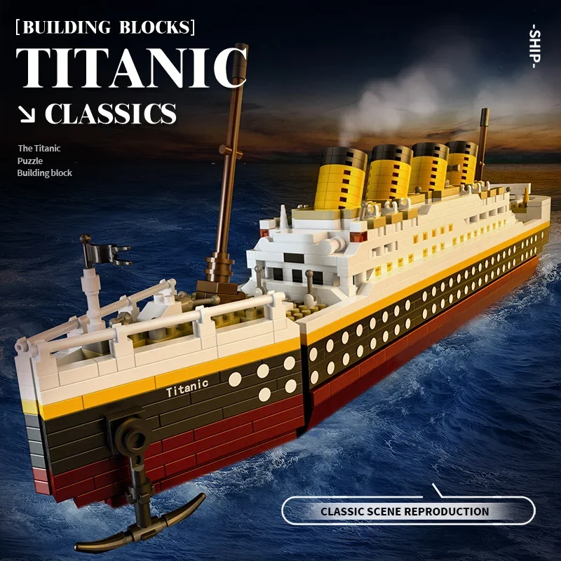 Nouveau jouet d'assemblage de blocs de construction pour enfants Titanic, modèle de bateau de croisière puzzle pour garçons et filles, jouet pour enfants cadeau de noël
