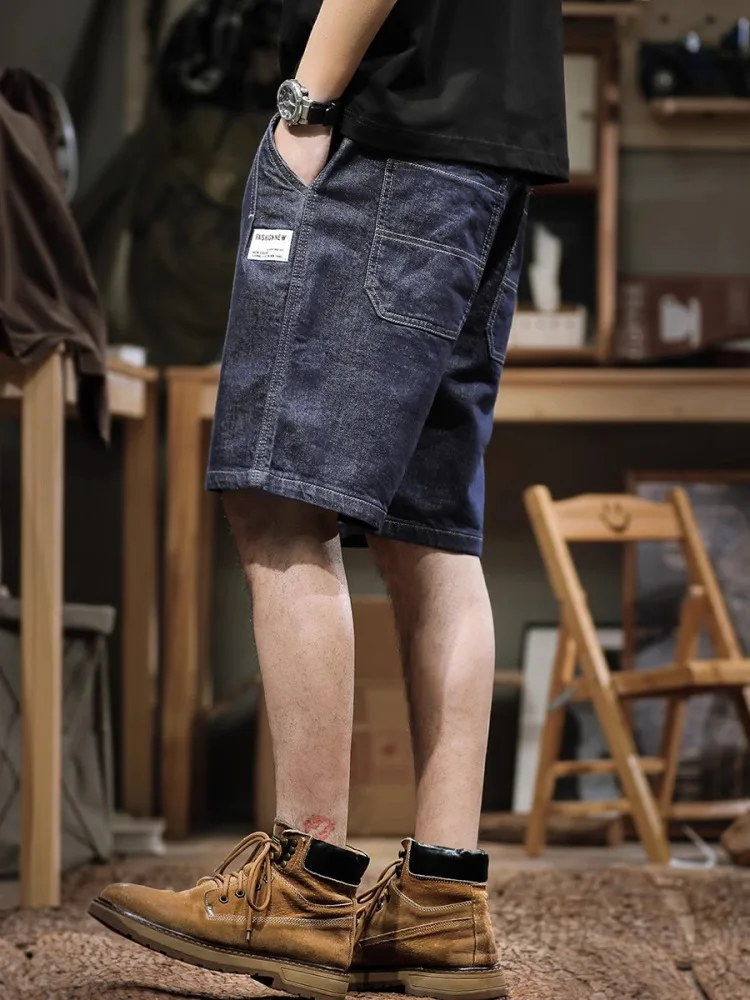 

Мужские джинсы-брюки в стиле ретро, прямые, свободные, универсальные, простые, модные, повседневные, летние, длиной до колена