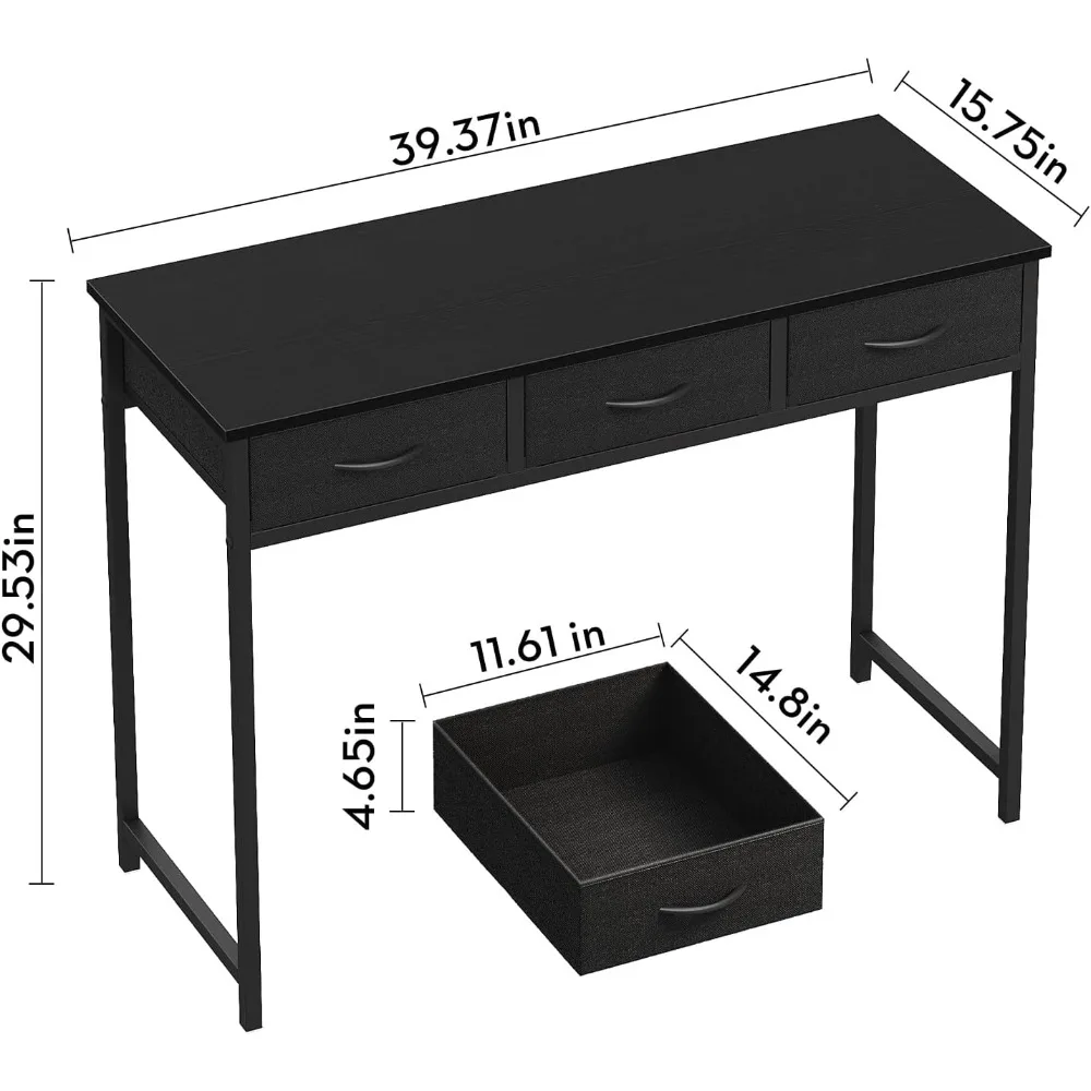 Moderner Aufbewahrungsschreibtisch mit Schubladen, 39,3 Zoll Home-Office-Schreibtisch für Schlafzimmerräume, Zimmerräume Schreibtisch für moderne Arbeit Enviro