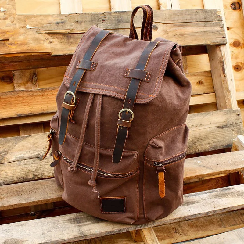 

Canvas Vintage Backpack High Capacity Travel Rucksack Solid Color 12-17" Laptop Bags for Men and Women Dropshipping