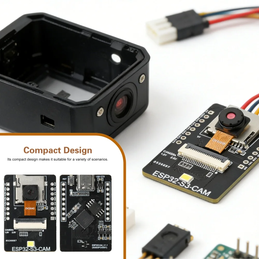 ESP32-S3 AI Vision Recognition Module WiFi BT Type-C Support OV5640 Face Detection Compact Size IoT Development Board