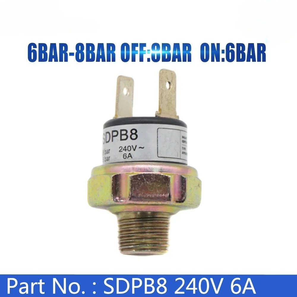SDPB8  240V 6A  6BAR-8BAR OFF 8BAR ON 6BAR Air Compressor Pressure Control Switch Valve Horn