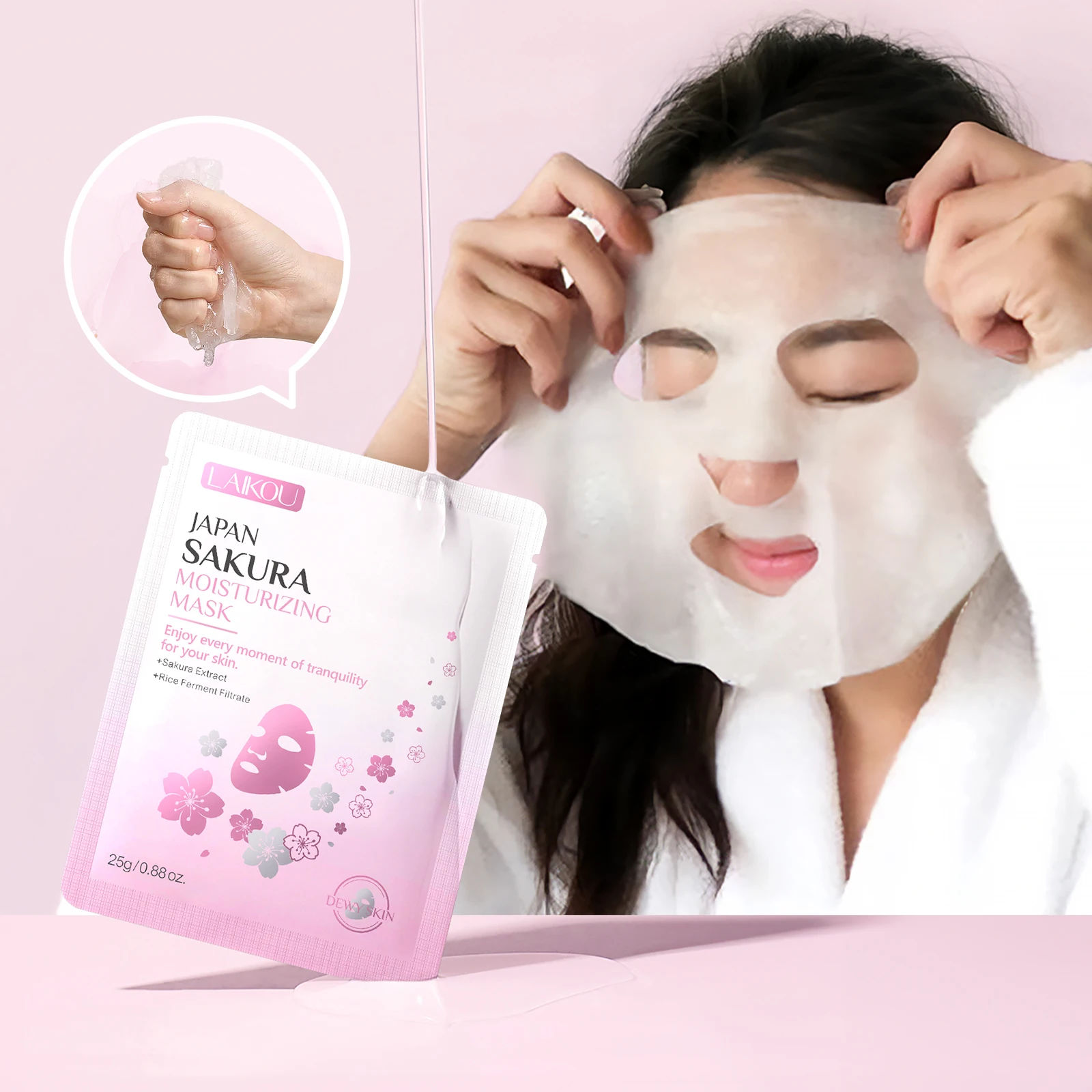 LAIKOU Mixed Skincare Kit,Milk VC Japan Sakura Facial Sheet Mask,Snail Repair Face Cream,Hydrating Brightening Facial Care Set
