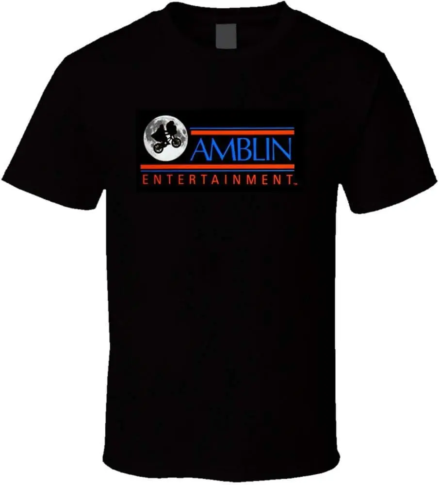 Amblin Entertainment Logo T-Shirt Black Short Sleeve Tops Tees Cotton Print Tshirts