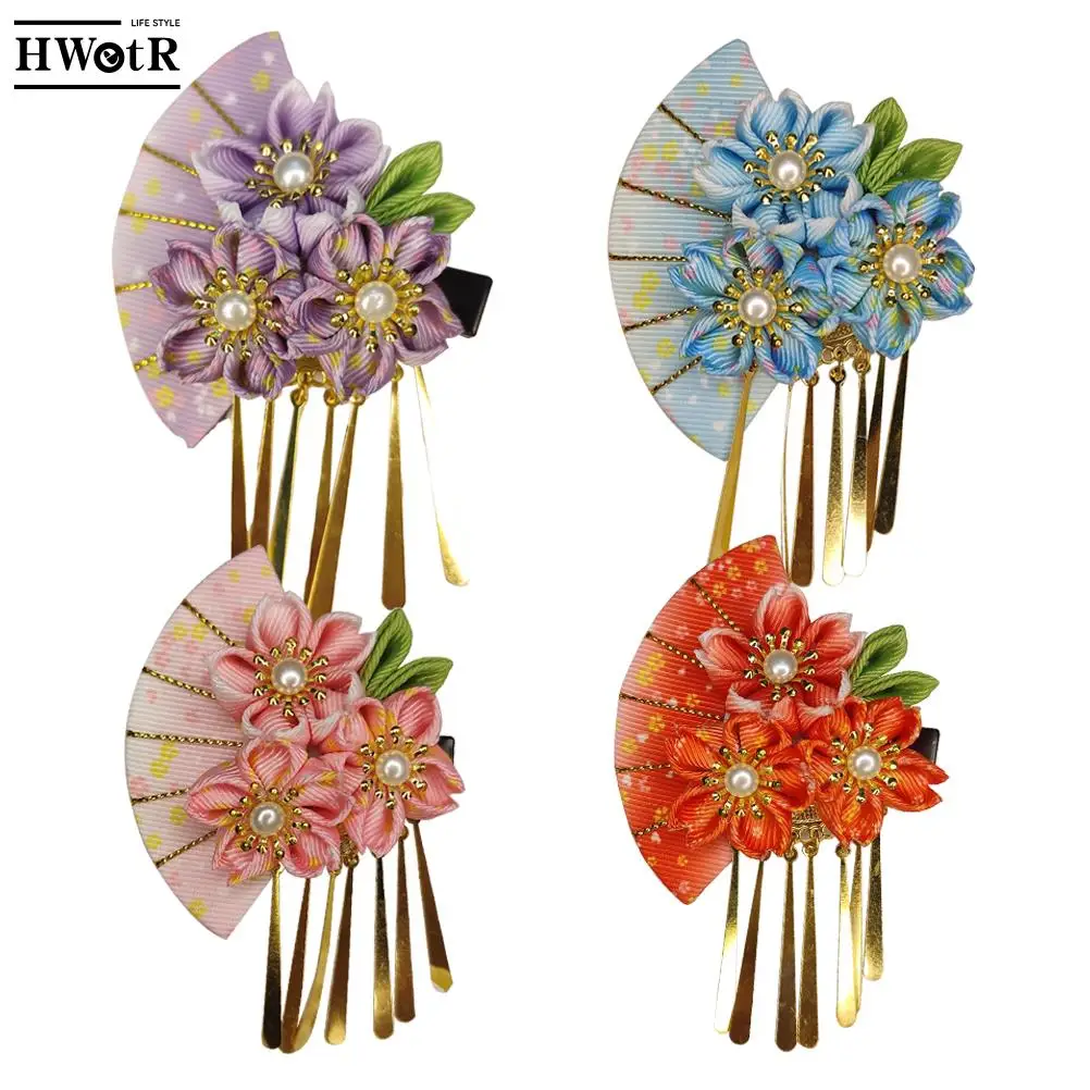 1Pcs Traditional Hair Accessories Hanfu Headwear Children's Hair Accessories Cloth Kimono Bathrobe Headwear Edge Clip