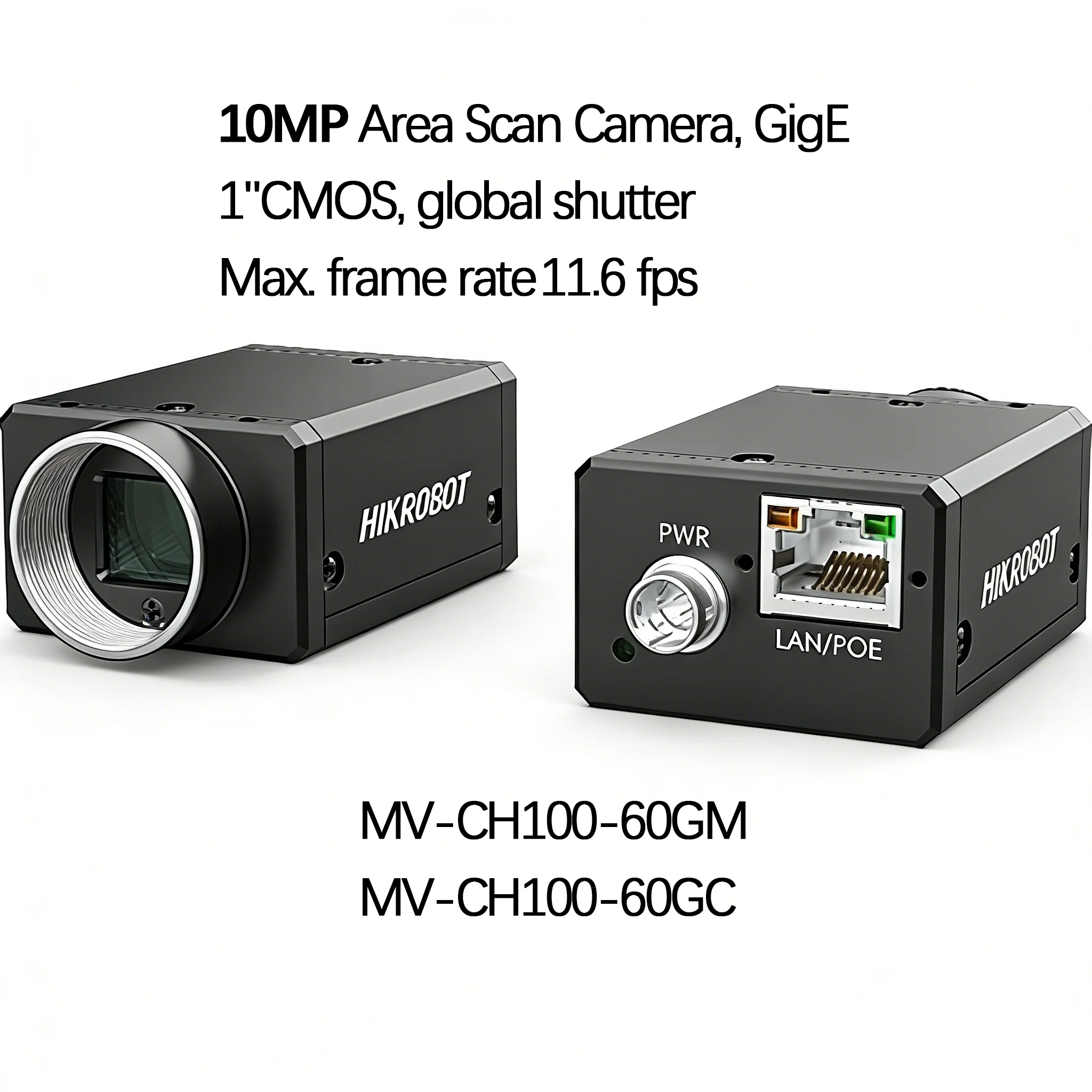 Hikrobot 10MP Global Shutter Industrial Camera, MV-CH100-60GM/MV-CH100-60GC GigE for Precision Inspection