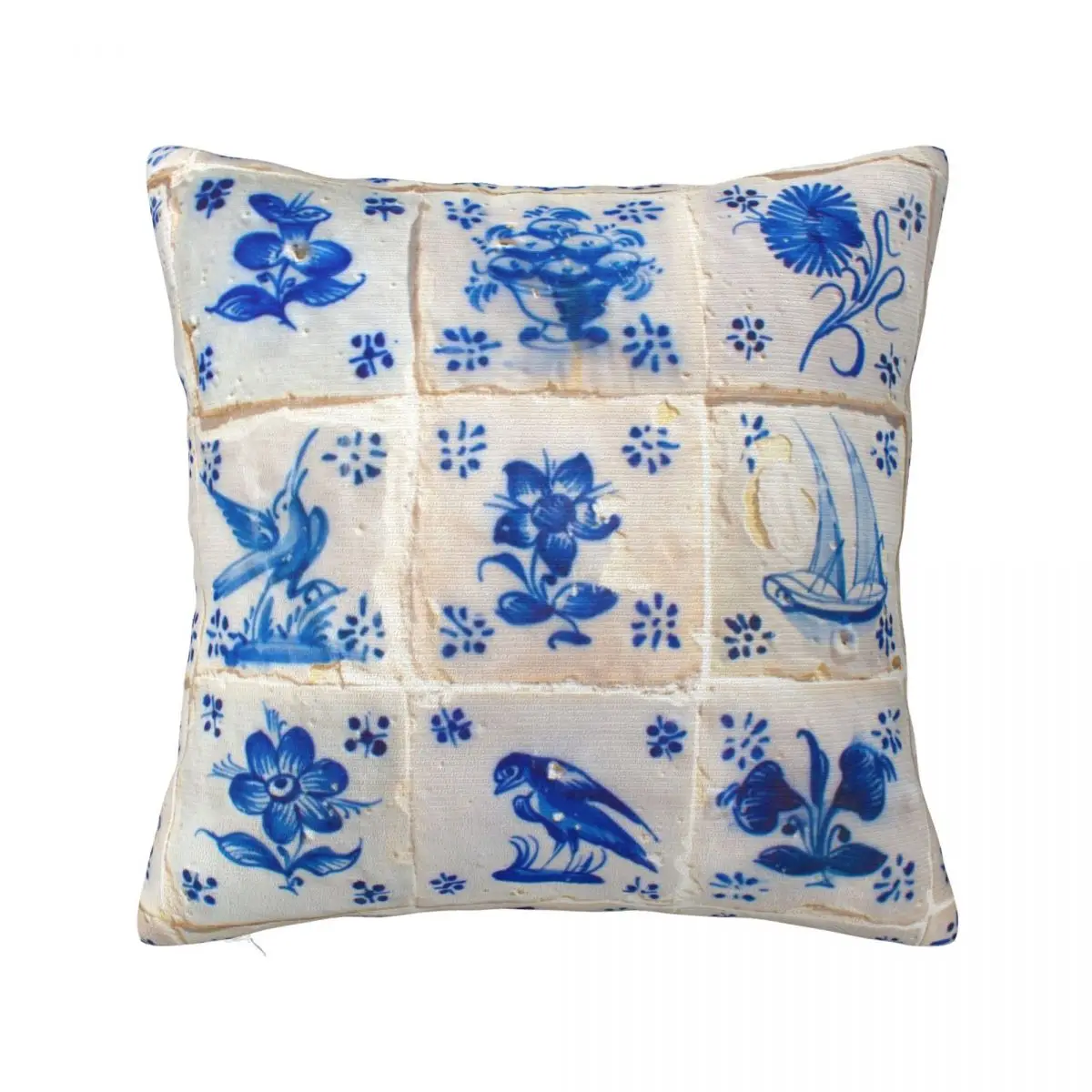 

hand painted portuguese tiles Throw Pillow Couch Cushions Luxury Pillow Case