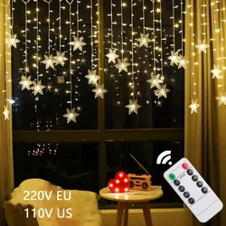 3.5M Kerst Licht Led Sneeuwvlok Gordijn Ijspegel Fairy String Lights Outdoor Garland Voor Thuis Party Tuin Nieuwjaar Decoratie