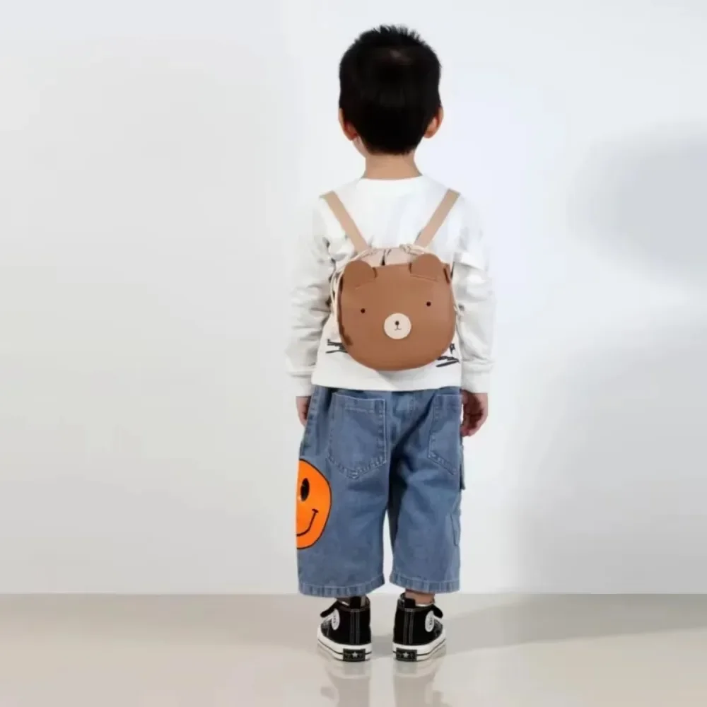 New Cute PU Bear Bunny Backpack, Waterproof Kids School Bag for Boys & Girls, Kindergarten Cartoon Book Bag