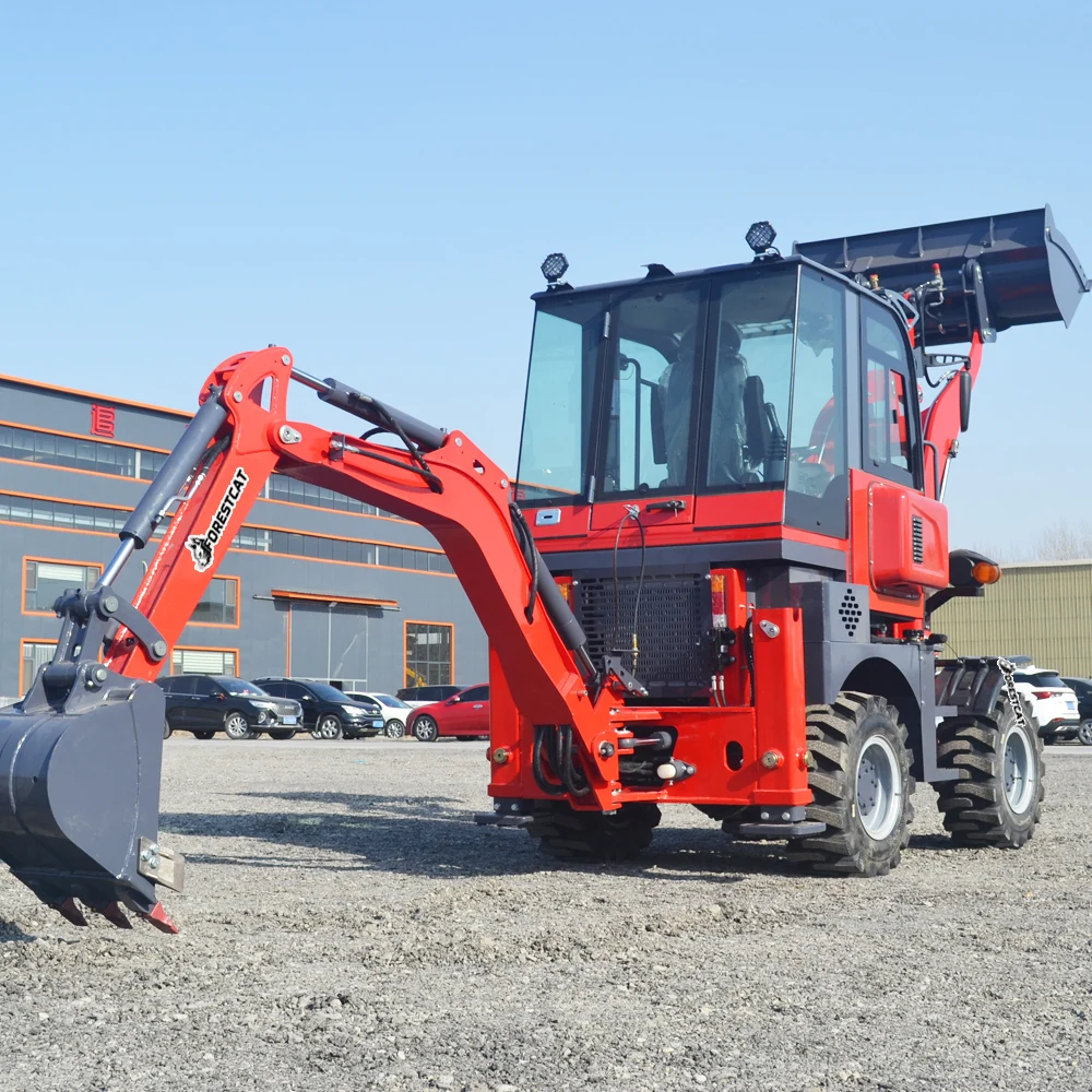 Hot Selling Multipurpose Machinery Small Backhoe Loader Compact 1 Ton Four Wheel Steering 4WD 4x4 Backhoe Loader