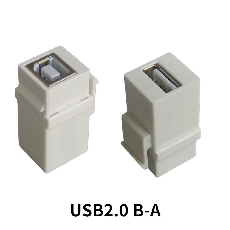 USB-B 5ชิ้นกับขั้วต่อตัวเมียหัวตรงตัวเมียกับตัวเมียพร้อมหัวเข็มขัดสำหรับการติดตั้งแผงผนังสีดำและสีขาว