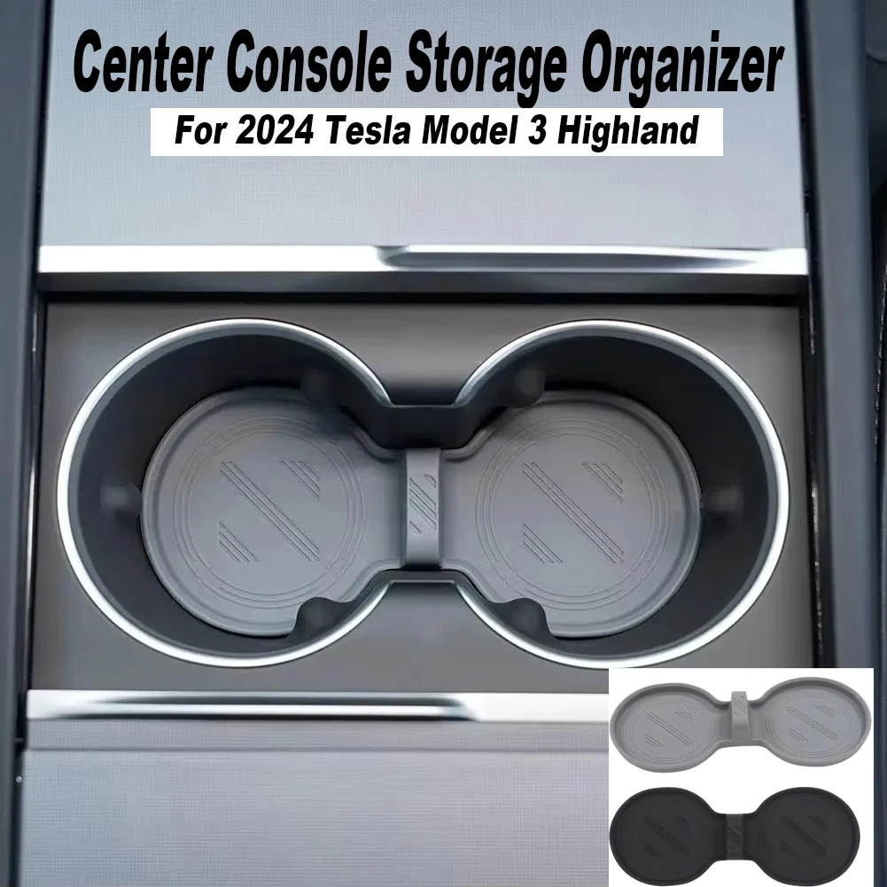 

For 2024 Tesla Model 3 Highland Waterproof Non-Slip Coasters Drink Pad Slots Center Console Storage Organizer Car Accessories