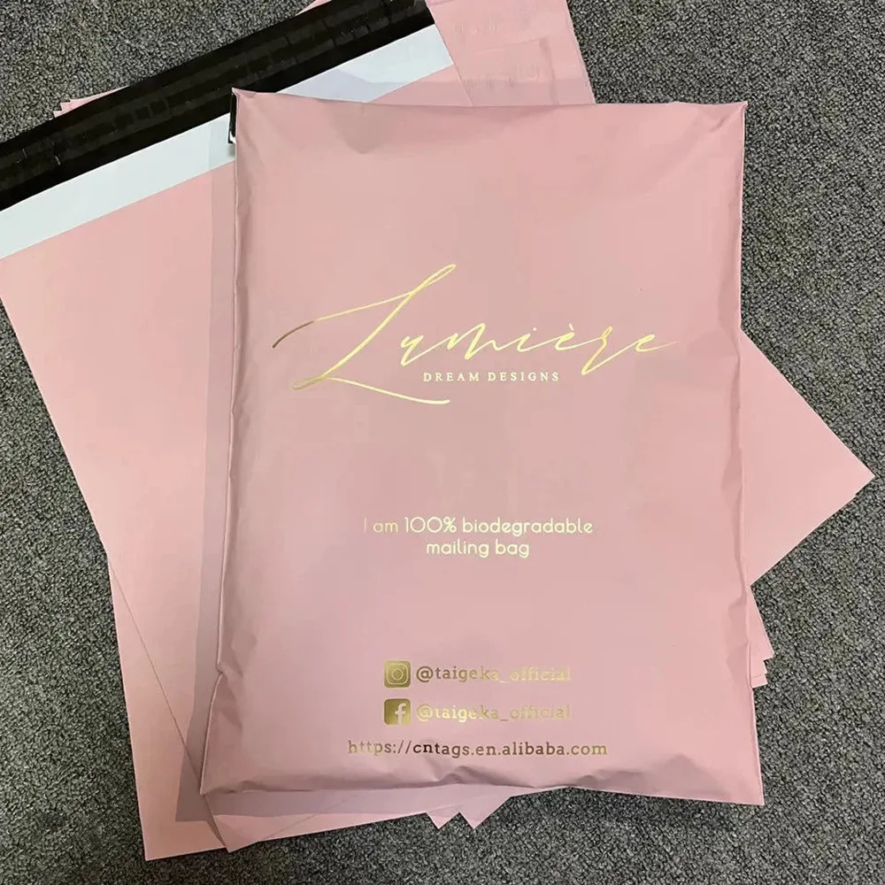 30/50/100 Stück rosa matte Express-Tasche, wasserdichte Versandtasche, Geschenktasche, Kleinunternehmen, Markenlogo, individueller Druck – Detail 10